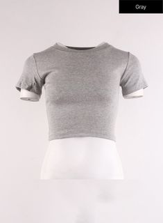 crew-neck-slim-crop-top-if402 / Gray Todays Outfit, Solid Black, Minimal Fashion, Perfect Outfit, Fashion Collection, Tshirt Print, Fashion Forward, Slim Fit, Crew Neck