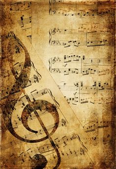 an old sheet music background with musical notes