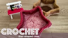 crochet star - shaped case for small dolls and other items on the floor