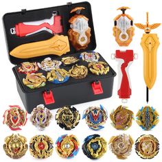 a case filled with lots of different types of brooches