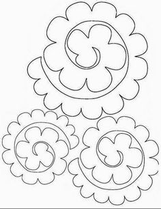 three flowers with the letter c on each side and one flower in the middle, all outlined