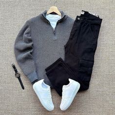 Qual combinação você gostou mais? Minimalist Fashion Men, Preppy Men, Stylish Winter Outfits, Black Men Street Fashion, Stylish Hoodies, Men Street Fashion, Men Stylish Dress