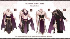 an image of different types of clothing for men and women, including capes and dresses