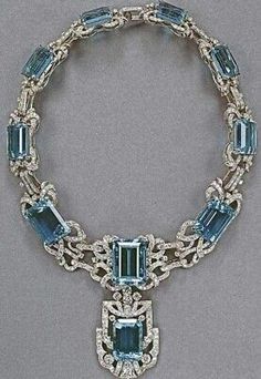 ad eBay - Queen Elizabeth Taylor Jewelry inspired Necklace Handmade 200Ct Aquamarine 925SS - Buy Now, click the link (eBay) Platinum Necklace, Bijoux Art Deco, Bijoux Art Nouveau, Aquamarine Necklace, Aquamarine Jewelry, Royal Jewels, Royal Jewelry, A Necklace, Deco Jewelry