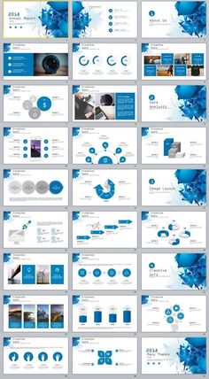 a bunch of blue and white powerpoint presentation slideshow templates with different colors