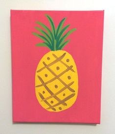 a painting of a pineapple on a pink background