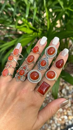 You will receive one carnelian .925 silver ring Choose your ring and size checkout Photos are numbered with size Metal Jewelry Handmade, Afro Jewelry, Carnelian Crystal, Carnelian Ring, Crystal Necklaces, Chic Earrings, Stylish Bracelet, Spring Hill, Classy Jewelry