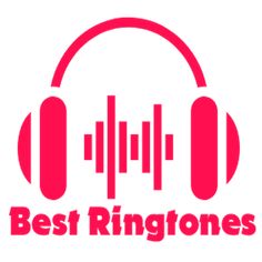 the best ringtones logo with headphones on it's side and red lettering