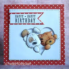 a happy birthday card with two teddy bears