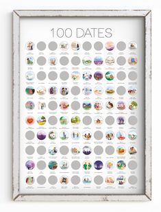 a white framed poster with the words'100 dates '