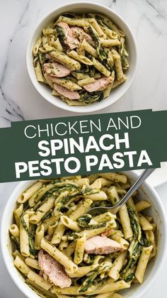 Creamy Chicken Spinach Pesto Pasta: Your New Go-To Italian Dish Pesto Chicken Penne, Creamy Chicken Spinach, Protein Pasta Recipes, Arabisk Mad, Spinach Pesto Pasta, Pasta With Bacon, Chicken Penne Pasta, Delicious Dinner Ideas, Chicken Pesto Pasta