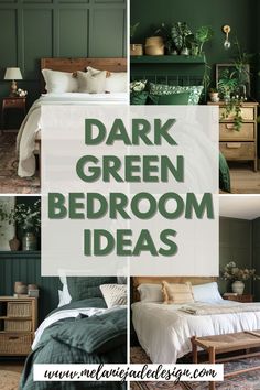 dark green bedroom decor ideas with text overlay