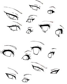 Tutorial de ojos Anime Eyes Looking Down Reference, Half Smile Drawing, Anime Eyes Different Angles, Anime Eyes Sketch Drawing Reference, Eyes Artwork Sketches, Male Eyes Art Reference, Oc Eyes Drawing, Eyes Opening Animation, Eyes At Angles