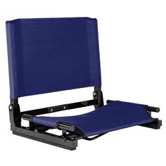 a blue stadium chair with black frame