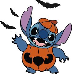 an image of a cartoon character with bats in the background