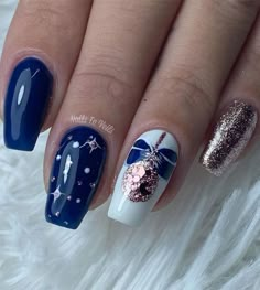 christmas nail , christmas nails glitter, christmas nails, christmas nails acrylic, christmas nail designs 2020, christmas nails 2020, christmas nail ideas, christmas nail ideas, christmas nail colors, christmas nails 2020 coffin, festive nails, winter nails 2020, snowflake nails #snowfalkenails #christmasnails #festivenails Blue Reindeer Nails, December Nails Christmas Blue, Navy Christmas Nail Designs, Navy Winter Nails Dark Blue, Nail Gel Art Designs, Christmas Nail Art Designs Blue, Navy Blue Christmas Nails Winter, Blue Xmas Nails Designs, Winter Nail Art Designs Snowflakes White Glitter