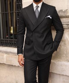 Big Lapel Suit, Suit And Scarf Men, Black Suit And Tie Men, Pinstripe Suits Men, Classic Suit Men, Black Double Breasted Suit Men, Italian Suits For Men, Classic Suits For Men, Elegant Suits Men