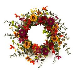 a floral wreath with orange and yellow flowers