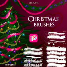 christmas brushes for photoshopped with an image of a christmas tree and other decorations