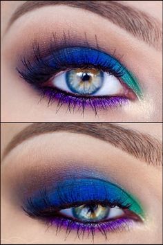 . Green Purple Eye Makeup, Peacock Eyes, Light Makeup Looks, Makeup Face Charts, Eye Makeup Pictures, Dramatic Makeup, Eye Makeup Designs, Makijaż Smokey Eye