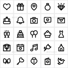 black and white wedding icons - miscellaneous symbols