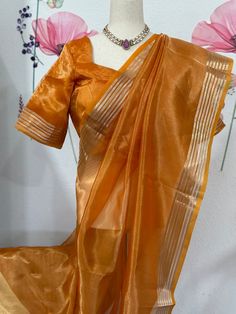 Amazing silk mark certified Banarasi tissue saree blouse size 36-40 fall & pico done. Comes with in-skirt Exclusive sarees from Haas Gold Organza Pre-draped Saree For Navratri, Tussar Silk Blouse Piece For Party, Tissue Silk Dupatta For Navratri, Traditional Saree With Unstitched Organza Blouse, Navratri Pre-draped Tussar Silk Saree With Sheer Dupatta, Diwali Sheer Dupatta Tissue Silk Blouse Piece, Diwali Tissue Silk Blouse Piece With Sheer Dupatta, Bollywood Tussar Silk Blouse Piece For Party, Navratri Party Pre-draped Tussar Silk Saree