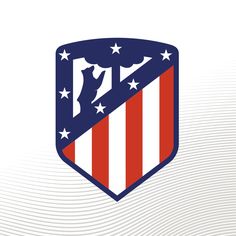 the american soccer team logo is shown in red, white and blue stripes with stars on it