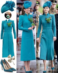 the royal couple are dressed in blue outfits and hats for st patrick's day