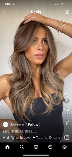 Brown And Blonde Lowlights, Ashy Honey Blonde Highlights On Brown Hair, Summer Hair Color Inspo 2023, Haircut Long No Layers, Bronde Balayage 2023, Light Brown Hair Lowlights Dark, Burnett Hair With Blonde, Balayage Hair For Medium Skin Tone, Brown Hair With Ashy Brown Highlights