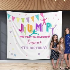 Jump Birthday Backdrop Trampoline Girls Party Bounce House - Etsy UK Colorful Birthday Party Ideas, Party Bounce House, Trampoline Birthday Party, Birthday Photobooth, Jump Party, Colorful Birthday Party, Colorful Birthday, Trampolines