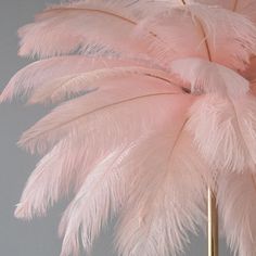 a tall pink feather lamp on a table