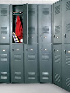 the lockers are empty and ready for someone to put their belongings in them,