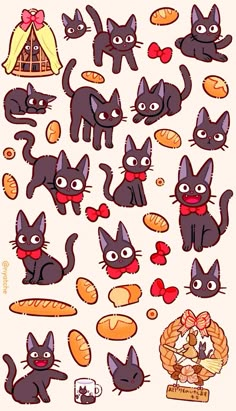 a bunch of cats that are in the shape of stickers on a white background