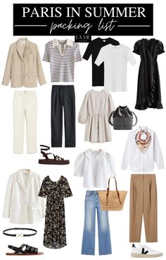 Paris 2023 Style, Parisienne Summer Style, Paris Summer Style 2023, Parisian Inspired Summer Capsule, Paris Summer Fashion 2023, Classic Chic Outfits Summer, Weekend In Paris Outfits Summer, Summer Fashion London, European Summer Travel Capsule Wardrobe