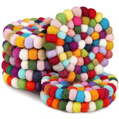 PRICES MAY VARY. Sufficient Quantity: you will receive 8 pieces of the wool felt balls coasters, about 4 inches/ 10 cm in diameter, large quantity to satisfy your daily use, replacing and sharing needs, can go well with your tea set, creating a lovely table centerpiece Cute and Attractive Design: these felted wool coasters are jointed with many small and colorful wool felt balls in the round shape, which is novel and eye catching, will be nice additions to your table, increasing the cute and del Pom Pom Coasters, Art And Craft Room, Felt Ball Coasters, Practical Crafts, Wool Felt Coasters, Rainbow Pom Pom, Jewelry Booth, Wool Coasters, Teal Living Rooms