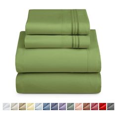 four piece sheet set in sage green