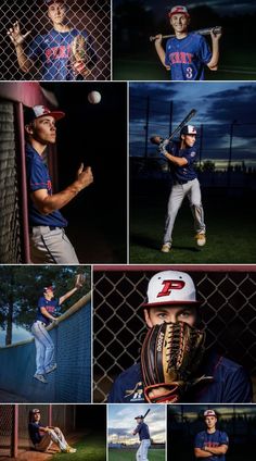 a collage of baseball players and their equipment