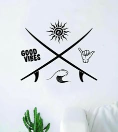 two crossed swords with the words good vibes above them