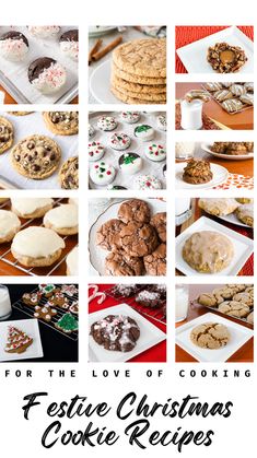 a collage of christmas cookies and desserts with the words for the love of cooking