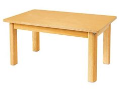 a small wooden table with one leg extended and two legs down, on a white background