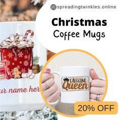 christmas coffee mugs are on sale for 20 % off