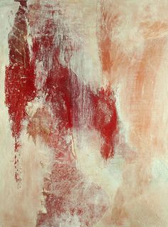 an abstract painting with red and white colors