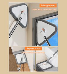 there are three pictures showing how to install a mirror with an opening and closing mechanism