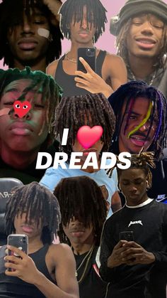 the collage shows many different people with dreadlocks on their heads, and one has