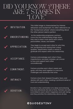 "Embark on a captivating exploration of love's evolution with the 7 stages of love. From infatuation to devotion, discover the intricate phases that shape romantic relationships. Dive into the complexities of intimacy, commitment, and understanding. #StagesOfLove #LoveJourney #RelationshipDevelopment #EmotionalIntimacy #RomanticJourney" Levels Of Relationships, Phases Of A Relationship, Stages Of Love Relationships, 7 Stages Of Love, Stages Of A Relationship Dating, Stages Of Relationships, Stages Of Dating