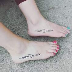 two people with tattoos on their feet and one has the words sweet dreams written on it