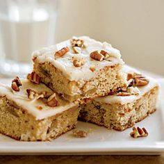 a white plate topped with pieces of cake