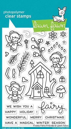 Lawn Fawn - Clear Stamps - Frosty Fairy Friends Tree Branch Crafts, Pumpkin Fairy House, Pumpkin Fairy, Lawn Fawn Blog, Lawn Fawn Stamps, Clear Acrylic Stamps, Lawn Fawn Cards, Fairy Friends, Acrylic Stamp