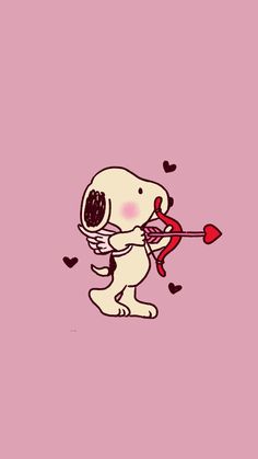 a cartoon dog holding an arrow and heart