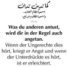 an arabic text that reads, was du anderen antistt, wird dir in der regel auch